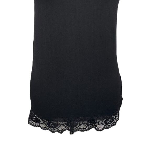 Vintage Bongo Y2K Cami Black Lace Trim Fitted Tank Top Size Large Elena Gilbert - Picture 5 of 10
